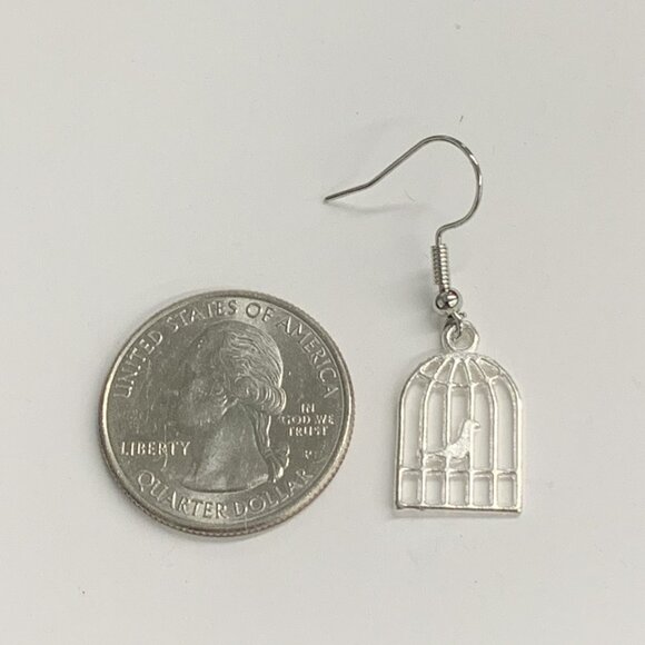 Bird Earring, Bird Cage Jewelry, Gift Idea, Bird Jewelry, Bird Cage Earring - Picture 6 of 6